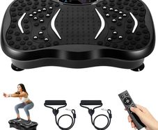 Vibration Plate Exercise Machine, Vibration Fitness Trainer with Bluetooth Speaker, 5 Program Modes, 2 Resistance Bands, Home Exercise Equipment for Fitness Body Toning
