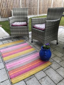 Hemtex Swedish 100% Cotton Woven Rug - Boho Scandi Balcony/Hallway  (70cm x 123cm)