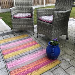 Hemtex Swedish 100% Cotton Woven Rug - Boho Scandi Balcony/Hallway  (70cm x 123cm)