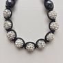 White & black beaded bracelet with diamonds Image 2