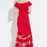 Joseph Ribkoff Drop Shoulder Dual Fabric Red Sheer Panelled Dress SIZE 14 Image 2