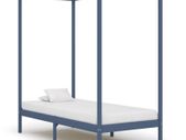 Canopy Bed Frame Grey Solid Pine Wood 90x200 cm