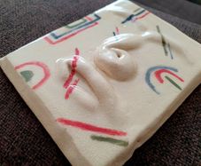 Handmade Ceramic Face Tile - One-of-a-Kind Art Piece