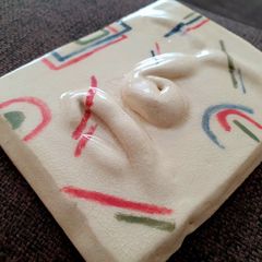 Handmade Ceramic Face Tile - One-of-a-Kind Art Piece