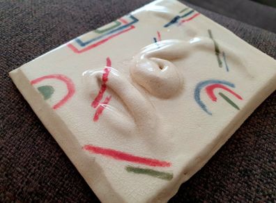 Handmade Ceramic Face Tile - One-of-a-Kind Art Piece