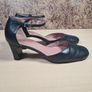 Womens CLARKS square toe block heels shoes sandals  blue leather Size UK 5.5 EU 38.5 Image 7