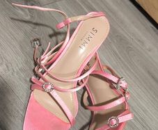 SIMMI London Pink Satin Embellished High Heel Sandals Size UK 5 (EU 38)