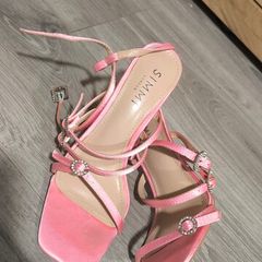 SIMMI London Pink Satin Embellished High Heel Sandals Size UK 5 (EU 38)