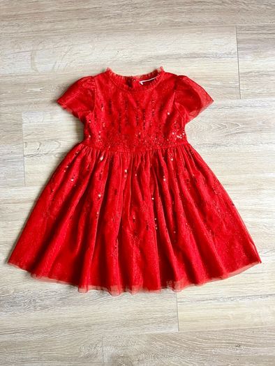 M&S red tulle dress 3/4y