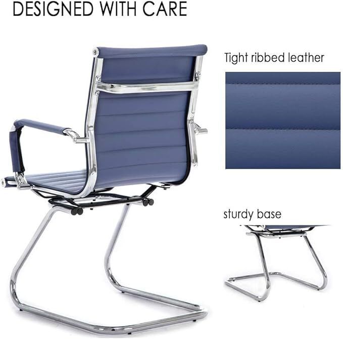 Set of 2 Cantilever  dining chairs PU Leather Visitor Chair with Chrome Frame