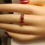 Stunning Lab Grown Padparasha Sapphire Trilogy Ring. Image 6