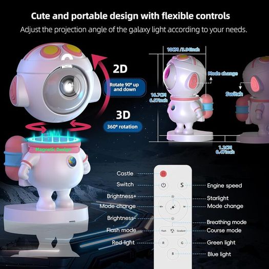 Star Projector,Galaxy Night Light,Astronaut Starry Nebula Ceiling LED Lamp with Timer and Remote, Gift for Kids Adults for Bedroom, Birthdays,Christmas, Valentine's Day