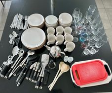 Kitchenware including matching Wensley delph, utensils, glasses and cutlery