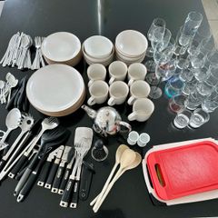 Kitchenware including matching Wensley delph, utensils, glasses and cutlery