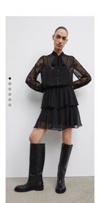 ZARA black mini lace dress with ruffles, XS, new