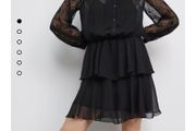 ZARA black mini lace dress with ruffles, XS, new