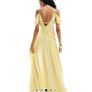 ASOS DESIGN Ruched Fallen Shoulder Cut Out Maxi Dress Yellow Size 6! Image 4