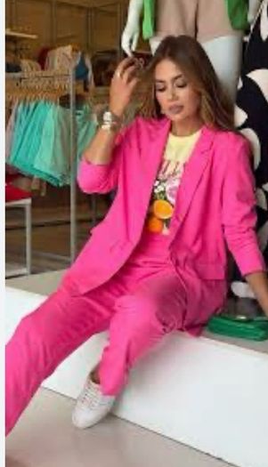 Fab Zara Cerise Pink Blazer & Trousers  Both Size Large UK 12