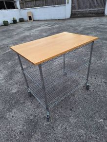 Large stainless steel kitchen trolley