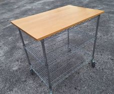 Large stainless steel kitchen trolley