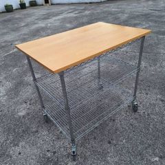 Large stainless steel kitchen trolley