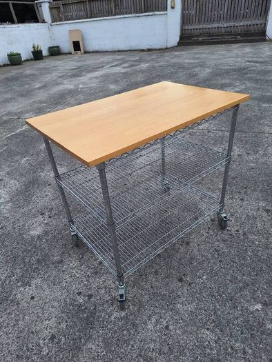 Large stainless steel kitchen trolley