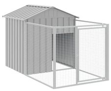 Dog House with Run Light Grey 117x201x123 cm Galvanised Steel