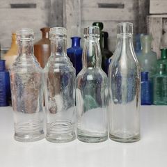 280 - Set of 4 Vintage Small Size Vodka Whiskey Gin Clear Glass Decorative Collectible Display Bottle