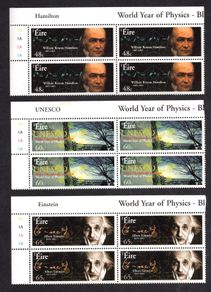 2005 Ireland UNESC Year of Physics Commemorative Stamps Plate Block 1A1A1A1A Mint Never Hinged (MNH)