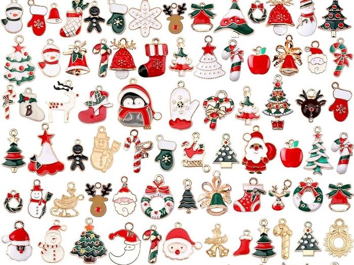 FREE SHIPPING 110Pcs Christmas Gold Enamel Charms DIY Jewelry Making Charms Pendants for Bracelet Necklace Earring Craft Supplies