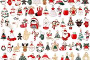 FREE SHIPPING 110Pcs Christmas Gold Enamel Charms DIY Jewelry Making Charms Pendants for Bracelet Necklace Earring Craft Supplies