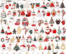 FREE SHIPPING 110Pcs Christmas Gold Enamel Charms DIY Jewelry Making Charms Pendants for Bracelet Necklace Earring Craft Supplies