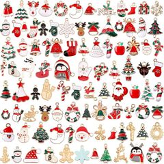 FREE SHIPPING 110Pcs Christmas Gold Enamel Charms DIY Jewelry Making Charms Pendants for Bracelet Necklace Earring Craft Supplies