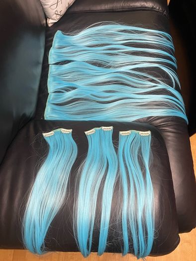 Sky Blue Ombre Clip In Hair Extensions