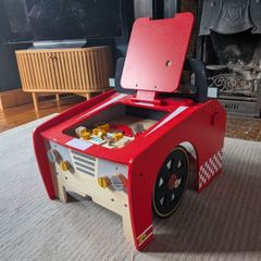 Wooden car with screw in pieces