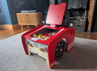 Wooden car with screw in pieces