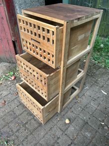 Walnut Bathroom Laundry Stand
