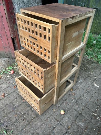 Walnut Bathroom Laundry Stand