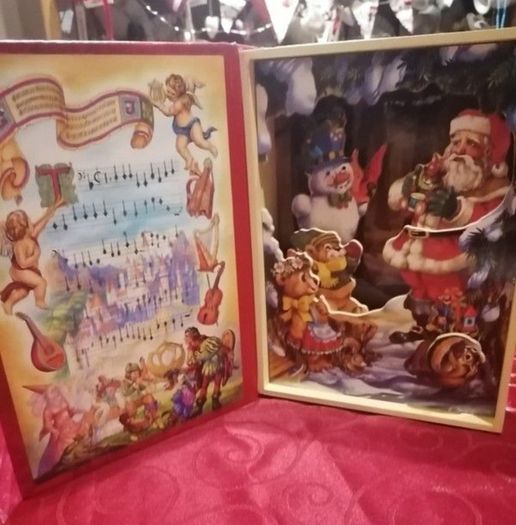 Vintage Christmas Wood Book Music Box