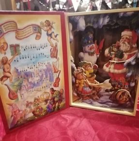 Vintage Christmas Wood Book Music Box