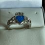 Claddagh Love Ring Sterling Silver 925 Blue Opal Image 4