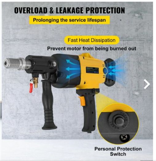 2180w 160mm Hand Held Wet/Drill Drilling Machine