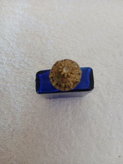 Vintage Cobalt Blue Glass Miniature Perfume Bottle