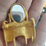 Rare Matte Gold Mirror Vanity Brooch, Vintage 1950. Image 4