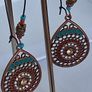 Antique Copper Filigree Iridescent Crystals & Turquoise Loop Hoop Earrings Image 10