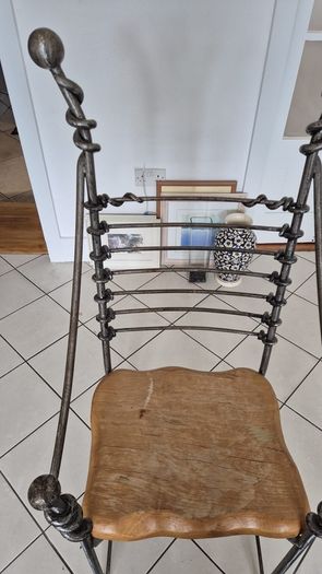 Gerald Pullman Ironworks Chair Hand Forged Iron & Solid Wood