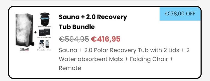Polar Recovery Sauna + 2.0 recovery tub bundle