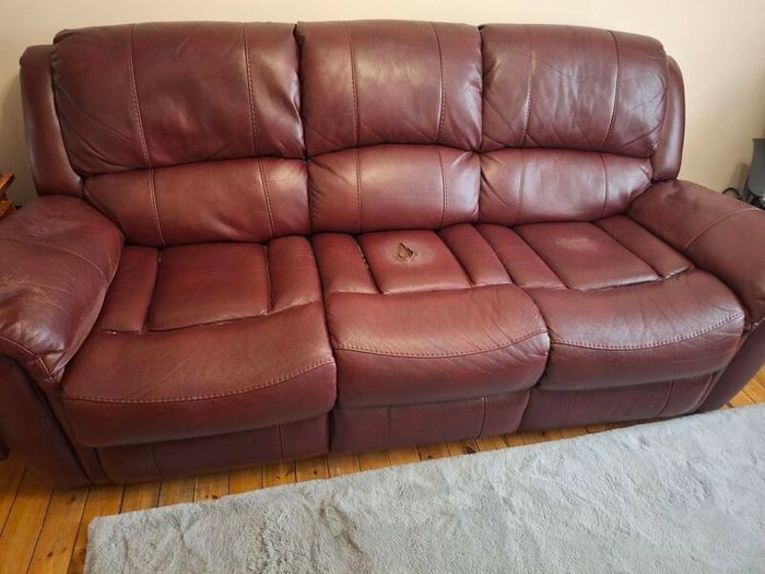 3 Seater recliner leather sofa