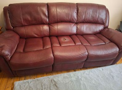 3 Seater recliner leather sofa