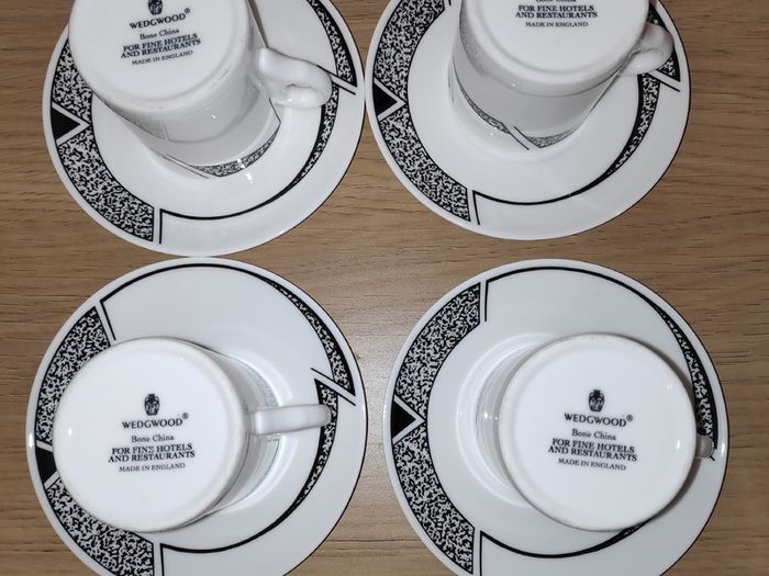 Wedgwood Bone China Hotelware 4 demitasse coffee cups with saucers